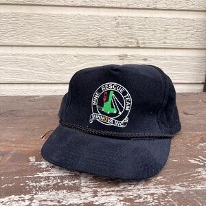 Vintage Mine Rescue Team Minnova Inc trucker hat corduroy black snapback